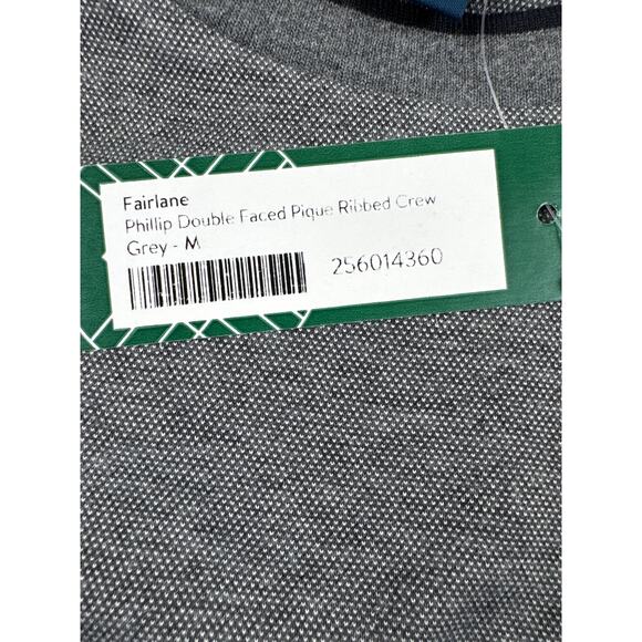 Fairlane Phillip Double-Faced Pique Ribbed Crew T-Shirt Grey Medium - Picture 5 of 6